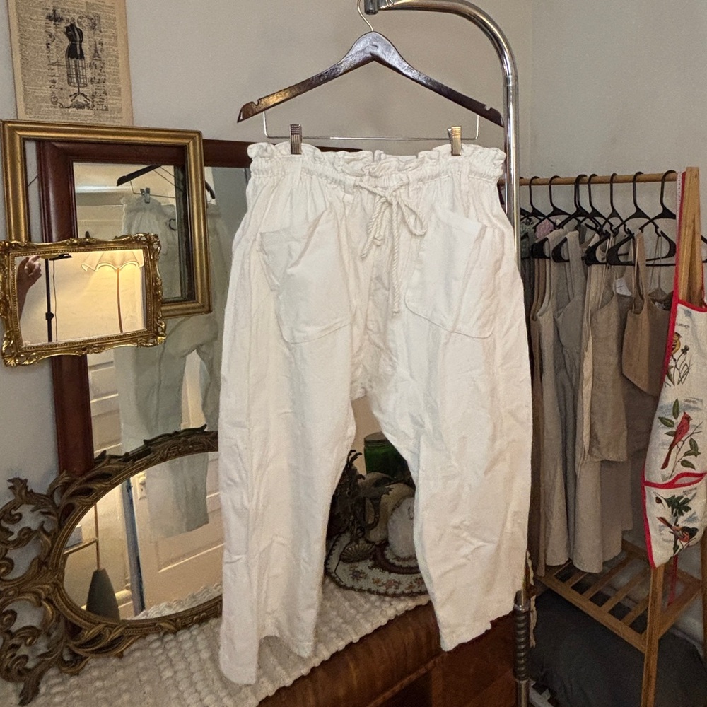 NWOT Free People White Cotton Drawstring Harem Pants